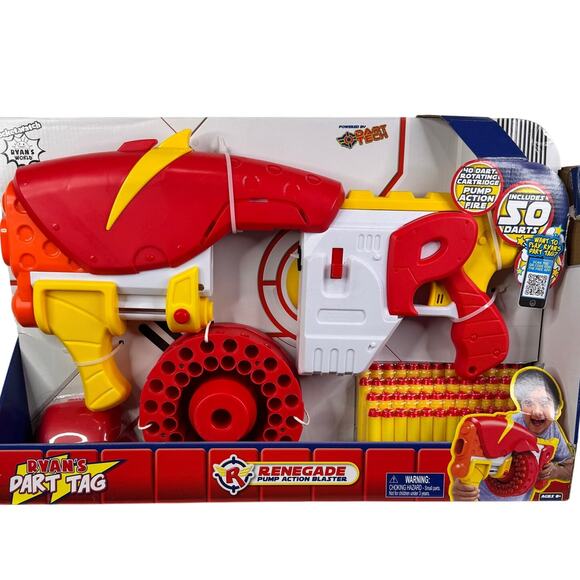 Ryan's World Foam Dart Tag Renegade Rapid Fire Barrel Blaster - Picture 1 of 7